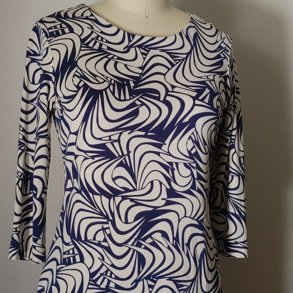 Vintage DVF Saihana Silk Dress Blue & Off-White Size 6/8 - Picture 15 of 16